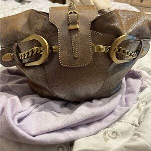 Jimmy Choo Metallic Brown Shoulder Bag
